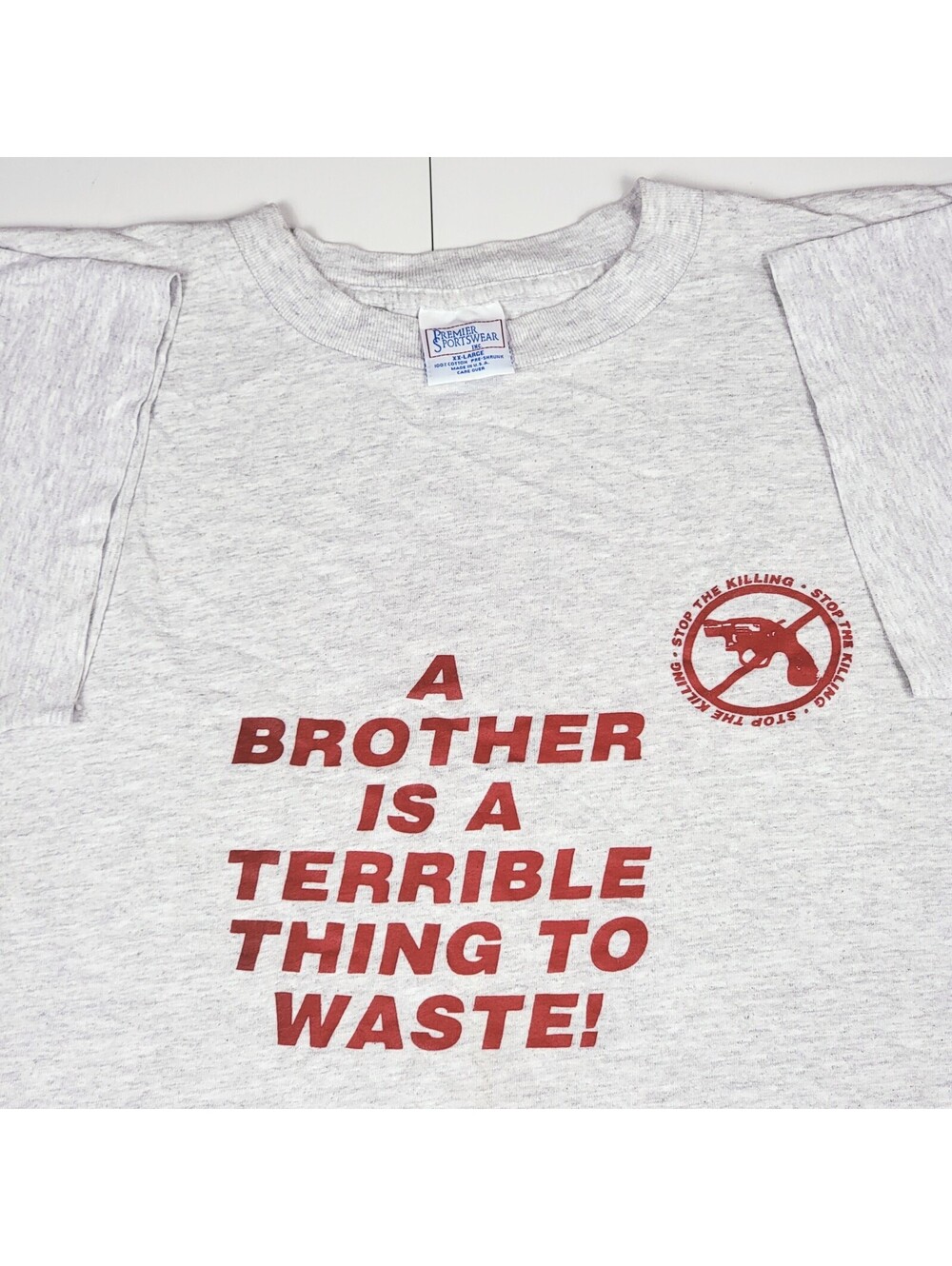 Vintage 90s Anti-Gun Violence Graphic Tee A Brother Is A Terrible Thing To Waste